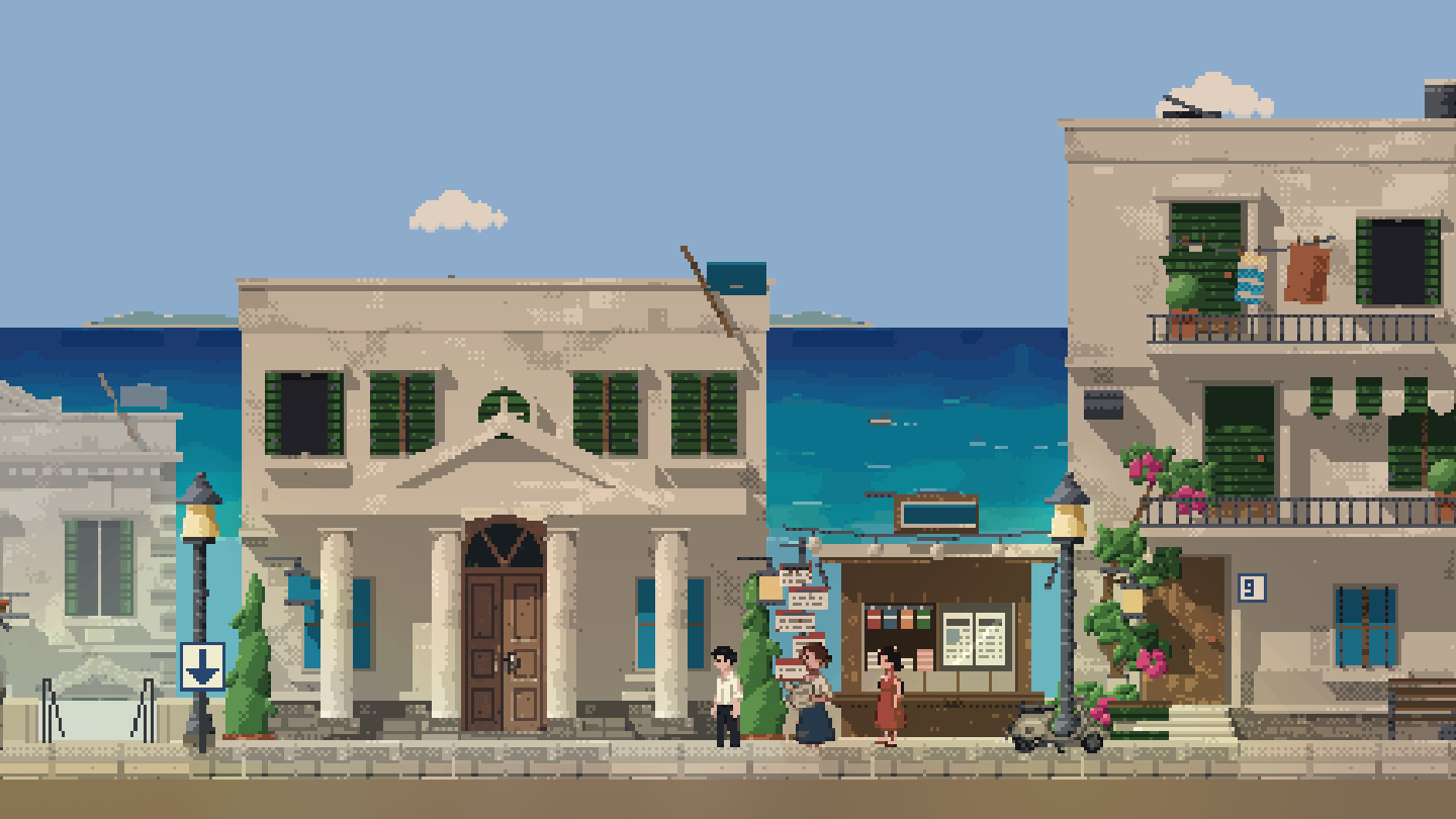The street above, the sea behind